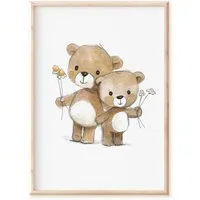 Pipapier Poster Kinderbild "Teddys", Kinderzimmerposter, Druck Kinderposter Bären, DIN A4 oder DIN A3