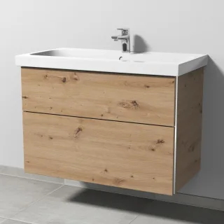 Sanipa 3way Waschtischunterbau zu Geberit iCon Light Waschtisch mit 2 Auszügen, Eiche Natural-Touch BR57585