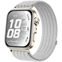 Wigento Smartwatch-Armband Nylon für Huawei Watch Fit 5 4 / 5 4 Pro / 3 Klettverschluss Hellgrau, Klettverschluss, Verstellbar