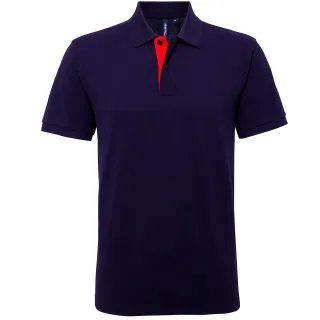 Asquith & Fox Herren Classic Fit Kontrast-Poloshirt (Navy/ Rot)