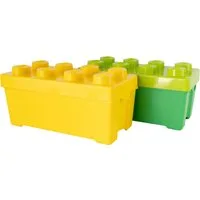 LEGO® LEGO® 2 Aufbewahrungsboxen Mittelgroß Grün + Gelb mit Deckel Stapelbar Spielbausteine