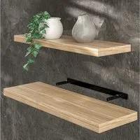 Casaria Wandboard, Eiche Hängeregal mit Halterung 15kg Tragkraft Wohnzimmer Flur 70cm