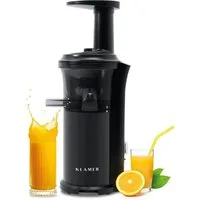 KLAMER Slow Juicer Entsafter mit Rückwärtsgang, elektrische Fruchtpresse mit Bürste und …, 150 W, Max. Saft & Nährstoffe, vielseitig, platzsparend, 2 Behälter