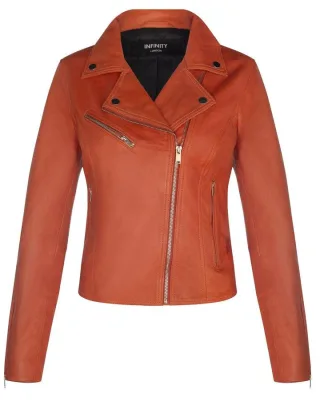 Klassische Damen-Brando-Bikerjacke aus Leder in Loughton