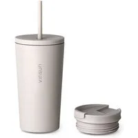Vinsun Thermobecher Edelstahl Becher mit Strohhalm 480ml - Isolierbecher auslaufsicher, 4-tlg., Edelstahl, Doppelwandig isoliert, BPA frei, bruchfest, Kalt- und Heißgetränke