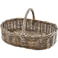Kobolo Tablett Dekotablett Serviertablett aus Rattan kubu grey, Rattan