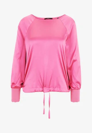 zero - Satinbluse mit Strickbündchen raspberry velvet - Gr. - 36