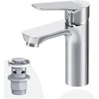 AM.PM Waschtischarmatur Badarmatur Bad Armatur HIT M-Größe Wasserhahn Waschbeckenarmatur (Mischarmatur mit Ablaufgarnitur, Mischbatterie inkl. 2 x G 3/8-Anschluss und Klick-Ablauf) Einhebelmischer für warmes und kaltes Wasser