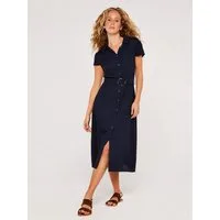 Apricot Midikleid Vintage-Knopfkleid (mit Gürtel) mit Gürtel