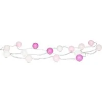 Levandeo® Lichterkette, 15er Lichterkette Ø4cm LED Kugeln Girlande Lampions Baumwolle Rosa