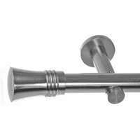 BASIT Gardinenstange Edelstahloptik 20mm mit Wandträgern 120 cm E86, Ø 20 mm, 1-läufig, verschraubt, Metall, H31 120 cm E86 Knauf