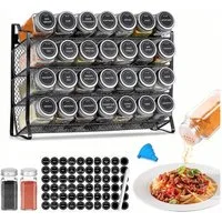 TUWENA Gewürzregal Generisch Gewürzregal Stehend & Wand Gewürz Organizer Küchen Organizer, mit 28 Gewürzgläser & 180 Gewürzetiketten & Trichter-Komplettse