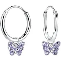 ALEXANDER YORK Paar Creolen Charm-Ohrringe SCHMETTERLING mit Kristallen lila, 2-tlg., 925 Sterling Silber