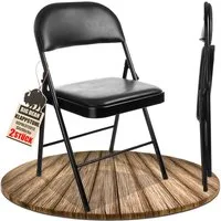 BigDean Klappstuhl Klappstuhl 2 Stück gepolstert Klappstühle schwarz Metall Kunstleder (Set, 2 St), Kunstlederbezug, Gepolstert