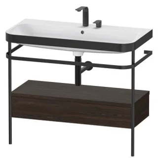 Duravit Happy D.2 Plus c-bonded Set mit Metallkonsole und Schubkasten Nussbaum gebürstet Matt 975x49 HP4743E6969