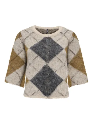 ONLY - ONLNOEME SS PATTERN O-NECK KNT Oatmeal - Gr. - XS