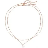 Hey Happiness Perlenketten-Set Damen 2-tlg., Schmuckset, Layer Halskette Silber 925 mit weißen Perlen, Brautschmuck