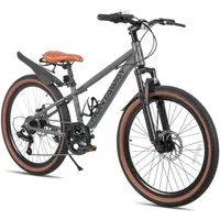 HILAND Kinderfahrrad 20"/24" Alu-Mountainbike Shimano 7-Gang, Federgabel & Scheibenbremsen