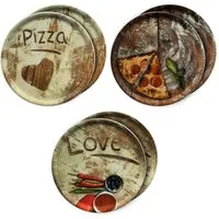 MamboCat Pizzateller 6er Set Pizzateller 33cm Flour Olive + Salami + Lieblingspizza