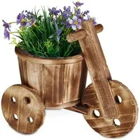 relaxdays Pflanzschale Blumenfahrrad aus Holz
