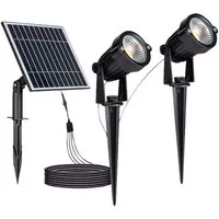 V-TAC LED Solarleuchte V-TAC Solar LED-Gartenleuchten-Set VT-11031, 2x 1,2 W, 3000 K, IP65
