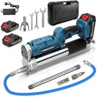XERSEK Akku-Kartuschenpistole Akku Fettpresse 2-in-1 Elektrische Schmierpistole 12000 PSI 3 Düse, 600 ml, (Set, 2 Akkus Bürstenloser Motor, 100cm Flexschlauch, LED, 600g Kapazität), Für Lager, Hydraulik, Maschinen, Fahrzeuge, Landwirtschaft & Bau
