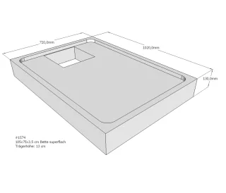 Neuesbad Wannenträger für Bette superflach 105x75x3,5 SD22091