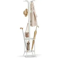 SONGMICS Garderobenständer Kleiderständer, mit Regenschirmständer, 12 Haken, Metall, 175,5 cm hoch
