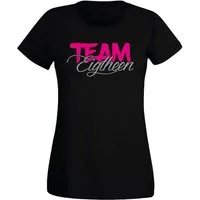 G-graphics T-Shirt Team Eighteen Slim-fit Damen T-Shirt mit Motiv zum 18. Geburtstag