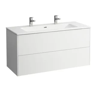 LAUFEN Pro S Base Waschtisch mit Unterschrank 120 cm H8649632601071 Waschtisch-Set, 2 Schubladen, 120x50cm, 2 Hahnlöcher, weiß matt