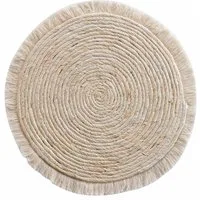 Macosa Home Platzset Platzset 2 STK. Stroh Fransen rund Beige Platzmatten Tischset, (2er Set), mit Fransen 36 cm natur beige braun rund