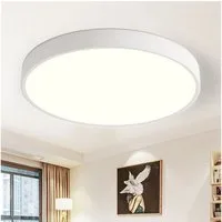 style home LED Deckenleuchte Runde Deckenlampe aus Metall, LED fest integriert, Leuchte für Wohnzimmer Schlafzimmer Küche Büro, 50x50x4cm, Weiß