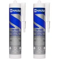 Hausa Klebstoff Konstruktionskleber HK1000, (Innen & Außen Baukleber Alleskleber Spiegelkleber Steinkleber, 2-tlg), High Tack Polymer Montagekleber volle Festigkeit