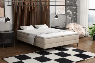 Boxspringbett Schlafzimmerbett BREST 200x200cm Stoff Soro Beige