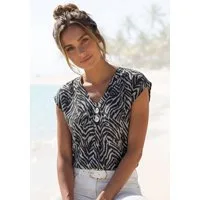 LASCANA Schlupfbluse mit Zebraprint und modischen Knöpfen, Kurzarmbluse, sommerlich
