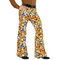 Widdmann Hippie-Kostüm 70er Herrenhose Bubbles, Für Schlager- und Mottopartys: bunte Schlaghose für Männer im Stil