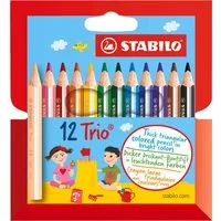 STABILO Buntstift Dreikant-Buntstift Set 12 Farben, dick und kurz, für Kinder, Ergonomische Form, ideal für kleine Hände