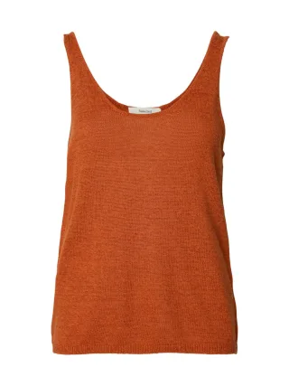 Selected - Ärmelloses Stricktop für Damen mit U-Ausschnitt braun - Gr. - XS