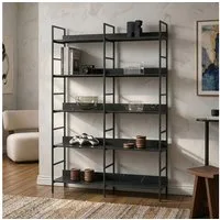 en.casa Bücherregal, »Noskik« 180 x 120 x 30 cm Schwarz / Marmoroptik, schwarz