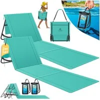 KESSER Gartenliege Strandmatte klappbar mit verstellbarer Rückenlehne max. 130 kg, 2 St., Strandliege mit Tragegurt, wasserdichter Handyhülle & Tragetasche, Sonnenliege faltbar für Strand, Garten & Terrasse Liegematte