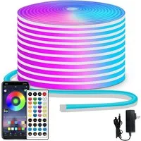 Athlix Lichterkette LED Lichtleiste LED Strip, Bluetooth Lichterkette mit Fernbedienung, LED fest integriert, IP65 wasserdicht, Schneidbar, 360° biegbar, 24V