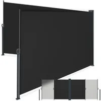 tectake Seitenarmmarkise Doppel-Seitenmarkise, ausziehbar, mit Aufrollmechanismus, 160 x 600 (Sichtschutzmarkise, in schwarz) wetterfest, blickdicht, Schutz vor Sonne und Wind, aus Polyesterstoff
