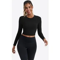 Imily Bela T-Shirt Damen Geripptes Slim Fit Sport Crop Top (Packung, 1-tlg., 1per-Pack) Volltonfarbe