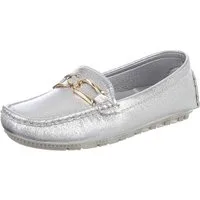 Ital-Design Elegante Mokassins mit Schnalle für Damen, ideal für Freizeit Slipper (91261073) Flach Mokassins in Silber