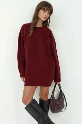 Strick-Minikleid mit Rundhalsausschnitt