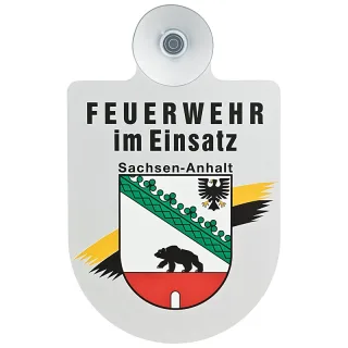 Alu Saugnapf Wappen Schild Feuerwehr im Einsatz mit Wappen Sachsen-Anhalt