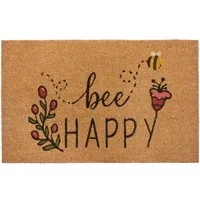 HANSE Home Fußmatte Bee Happy, Türmatte, rechteckig, Höhe: 15 mm, Kokos, Schmutzfangmatte, Outdoor, Rutschfest, Innen, Kokosmatte, Flur