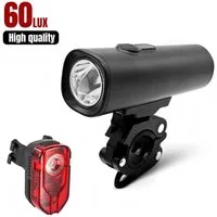 AIBISTAR Fahrradbeleuchtung LED Fahrradlicht Set,StVZO Zugelassen, 60 LUX, USB Aufladbar, 2600 mAh,60 LUX Superhell,Wasserdicht,Niedrige Batterie-Warnfunktion