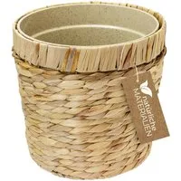HMF Wasserhyazinthentopf Innovativer Blumentopf geflochten aus Wasserhyazinthe (1 St), mit Pflanztopf aus nachhaltigen Rohstoffen, Rund, ø 25 cm