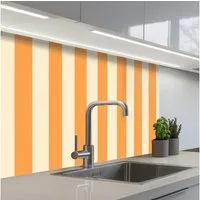 KitchenYeah Küchenrückwand selbstklebend (keine Folie) Streifen - Muster - Orange, (1-tlg), Spritzschutz, Küche, Rückwand, Küchenwand, Küchenfront, 80x60 cm